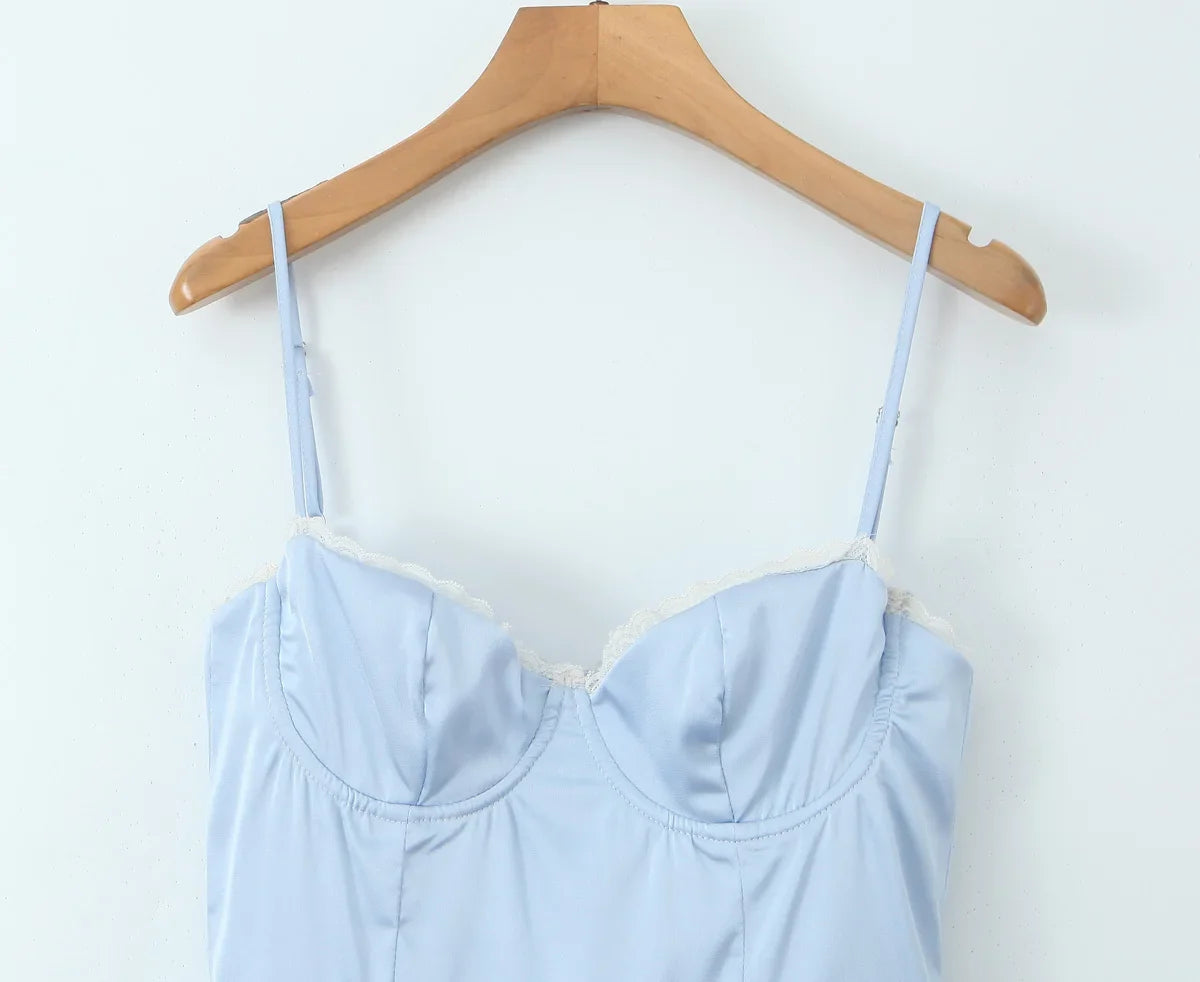 שמלת מיני סאטן בגזרת A בעיטור טול - Julissa