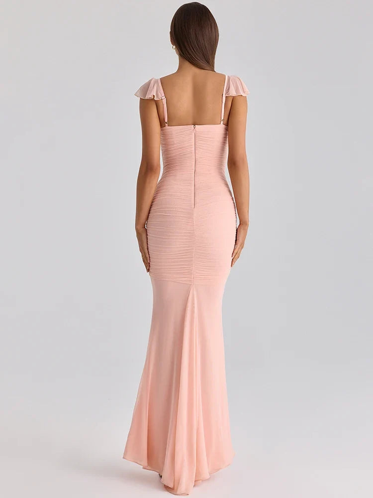 Chiffon ruched maxi dress - Lilin