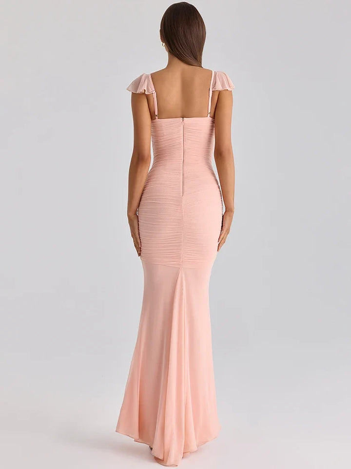 Chiffon ruched maxi dress - Lilin