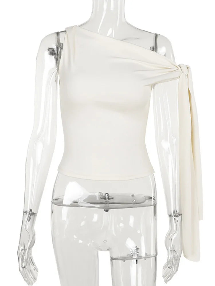 חולצה אלגנטית בעיצוב קשירה בכתף - האריס