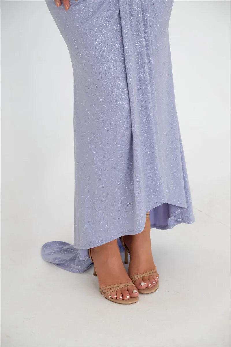 שמלת מקסי נצנצים גולף בעיטור קיפולים - ADELA