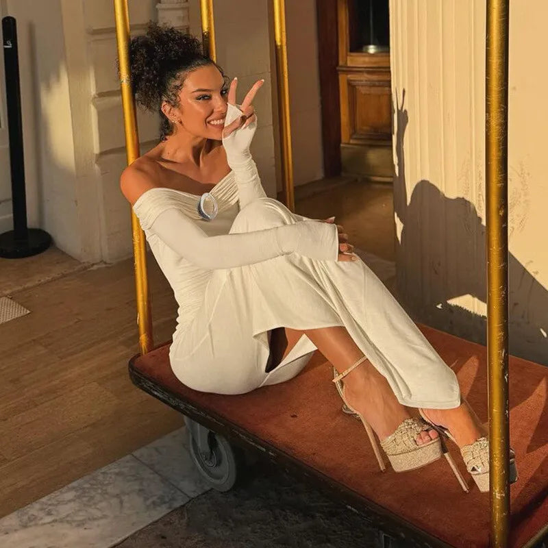 שמלת מקסי כתפיים חשופות - סבין