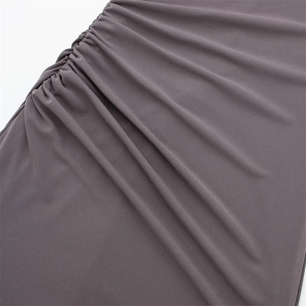 שמלת מקסי אלגנטית צמודה בעיצוב כיווצים - לוזיאנה