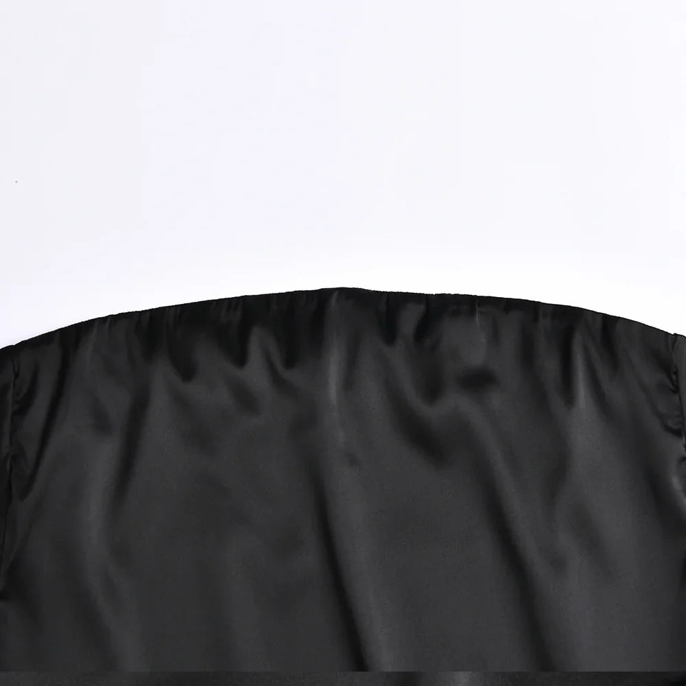 שמלת מיני סטרפלס סאטן - סקיי