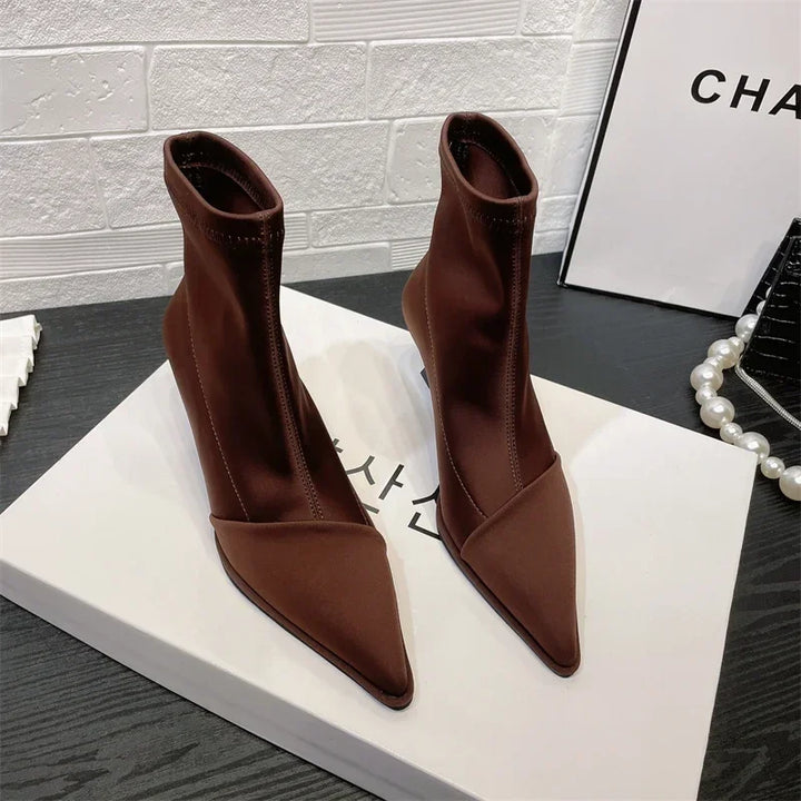 Silk satin pointed toe boots - Liran