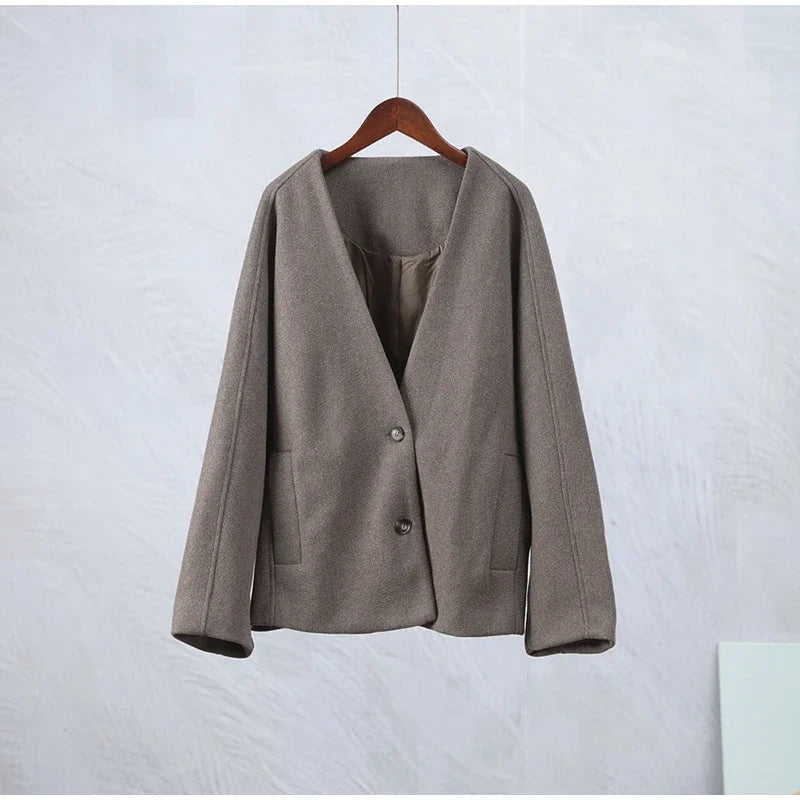 ג'קט צמר קצר סגירת כפתורים - לילי