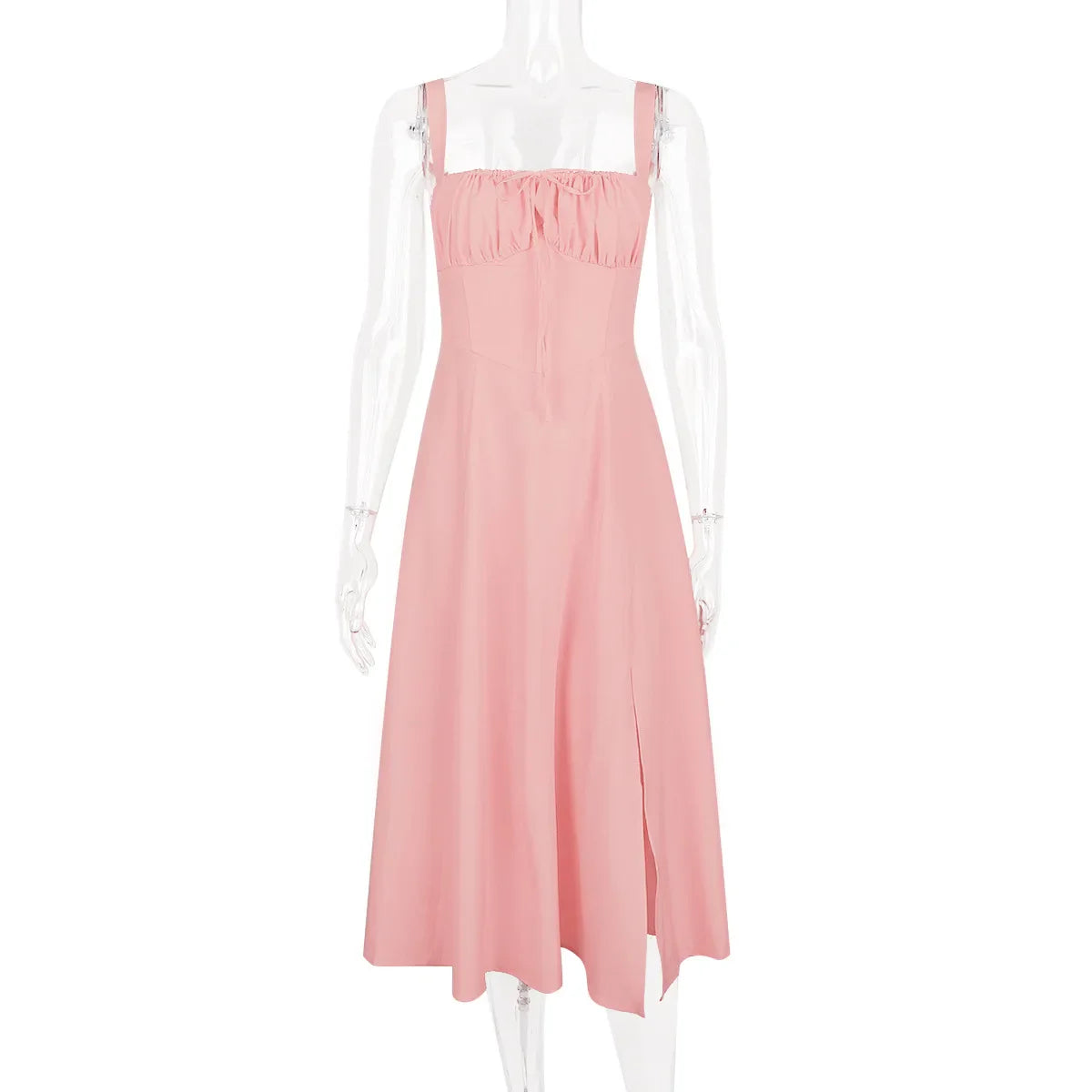 שמלת מידי קיצית בעיצוב כפרי בעיטור שסע - אנג'ליקה