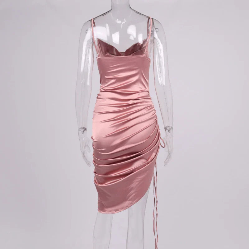 שמלת מידי כיווצים סאטן - ליס