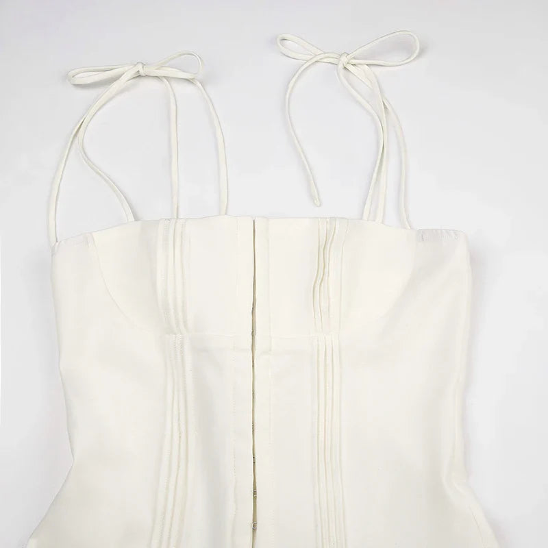 שמלת מיני סגירת סיכות קשירה בכתפיות - רונילי