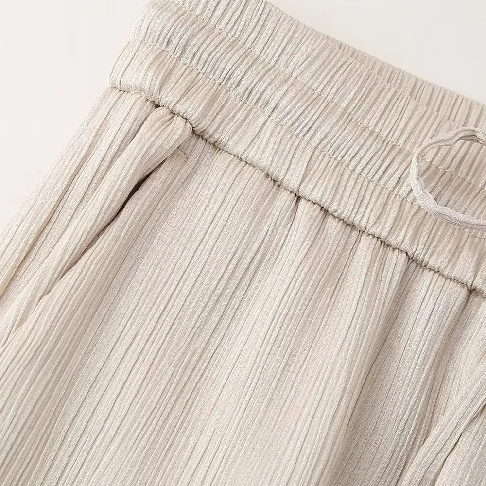 חליפת שני חלקים בד קרפ מבריק נעים מכנסיים ארוכים ובלייזר - ריקה