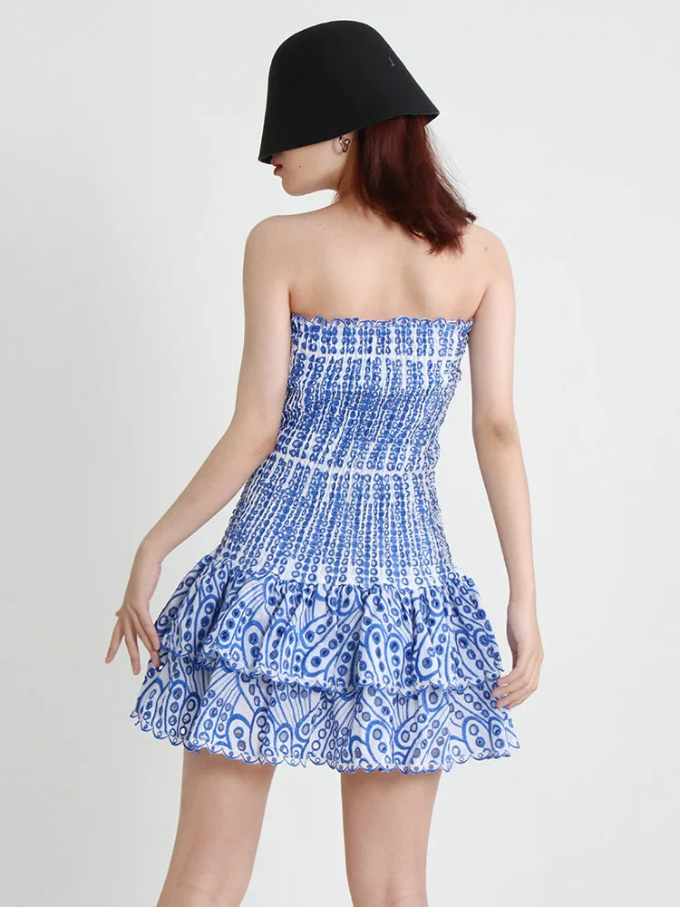 שמלת מיני סטרפלס כיווצים מלמלה - דיאן