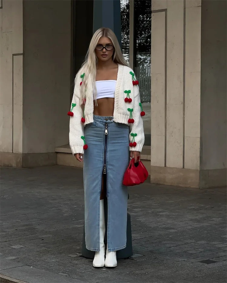 סריג בעיטור דובדבנים - צ'רי