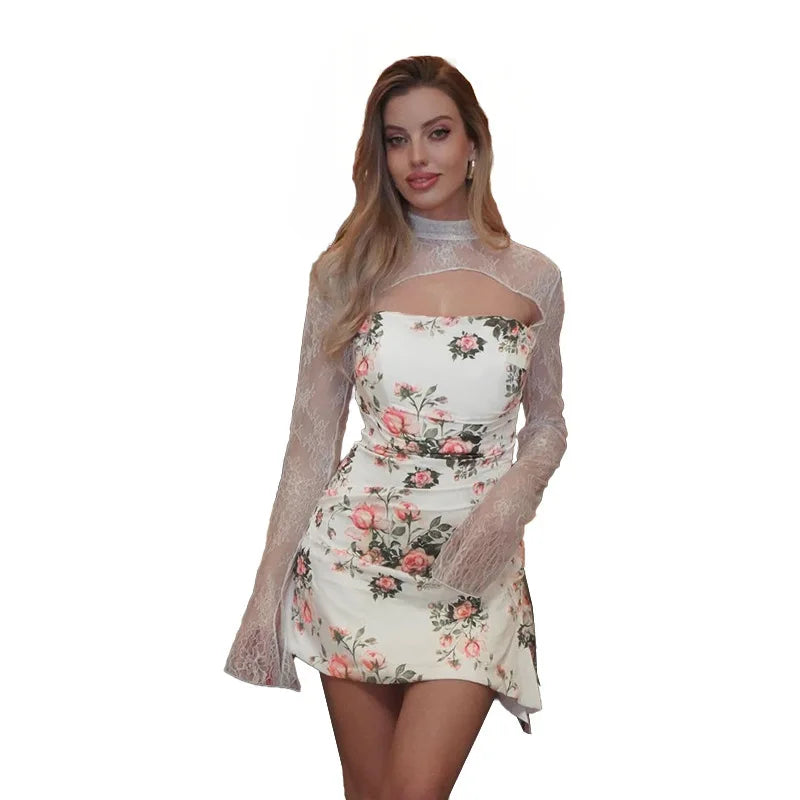 שמלת מיני פרחונית בעיטור תחרה - סיגל