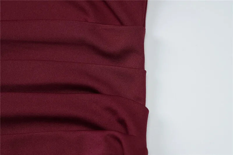 שמלת מקסי סטרפלס בעיטור כפפות וצעיף שיפון - אנאבל