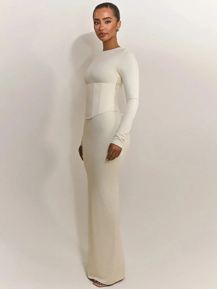 Maxi dress with corset design - TOHAR