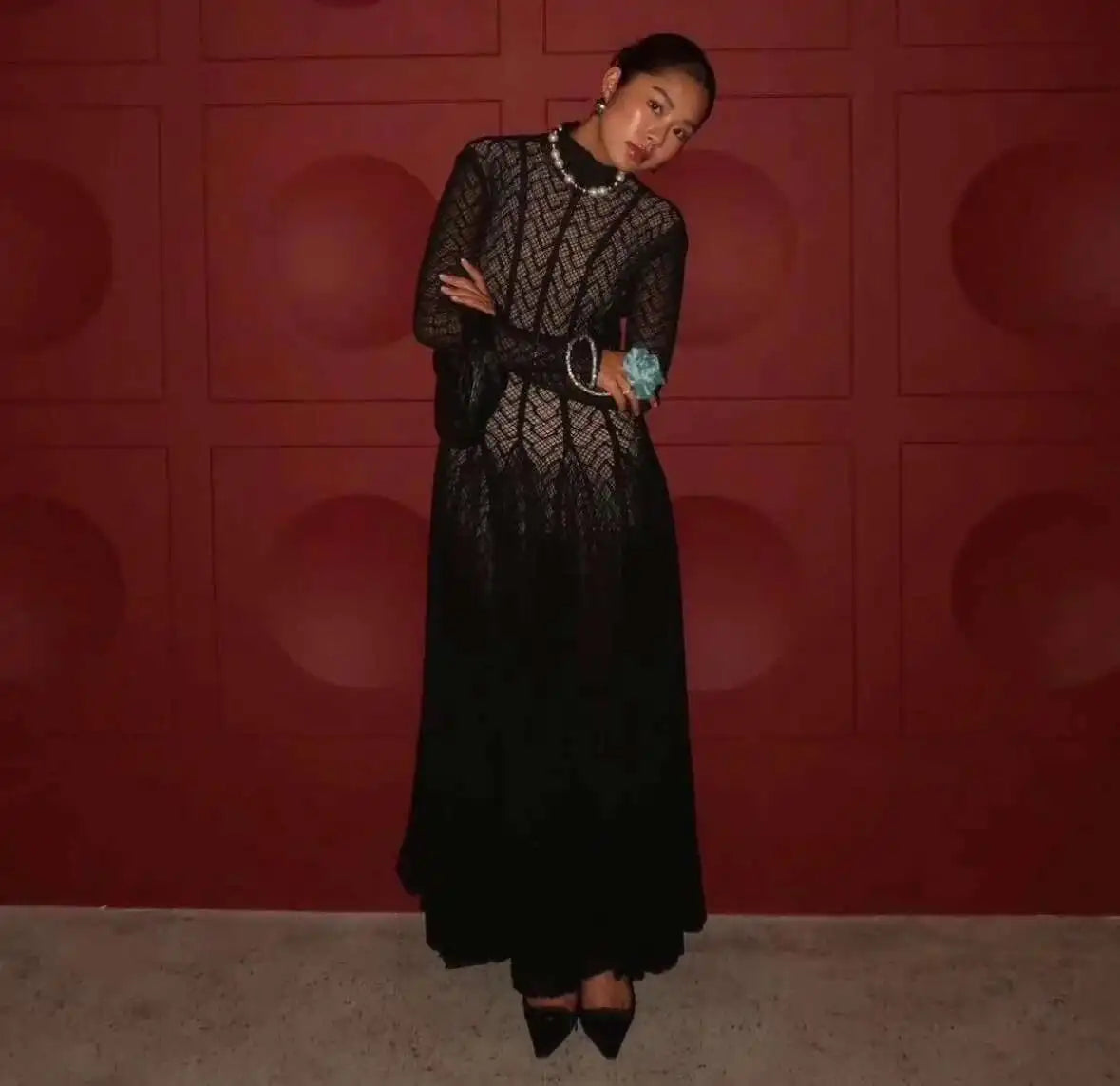 שמלת מקסי ערב יוקרתית בעיצוב ארוג בגזרת A - ליבי