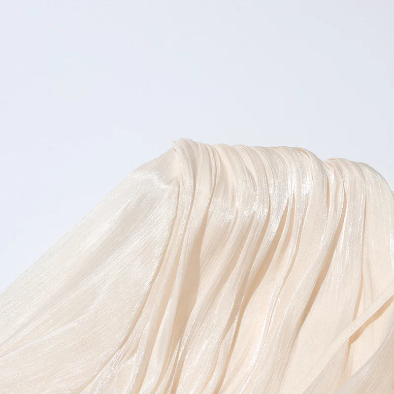 שמלת מיני כיווצים מלמלה בד שיפון מבריק - Lucille