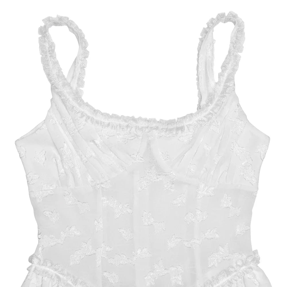 שמלת מקסי שיפון בעיטור רקמת פרחים בגזרת A בעיצוב שסע - Alejandra