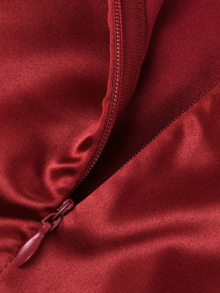 שמלת מקסי סאטן אלגנטית שסע עמוק - ונסיה