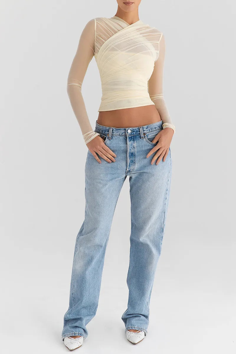 חולצת שיפון בעיצוב כיווצים - דורון