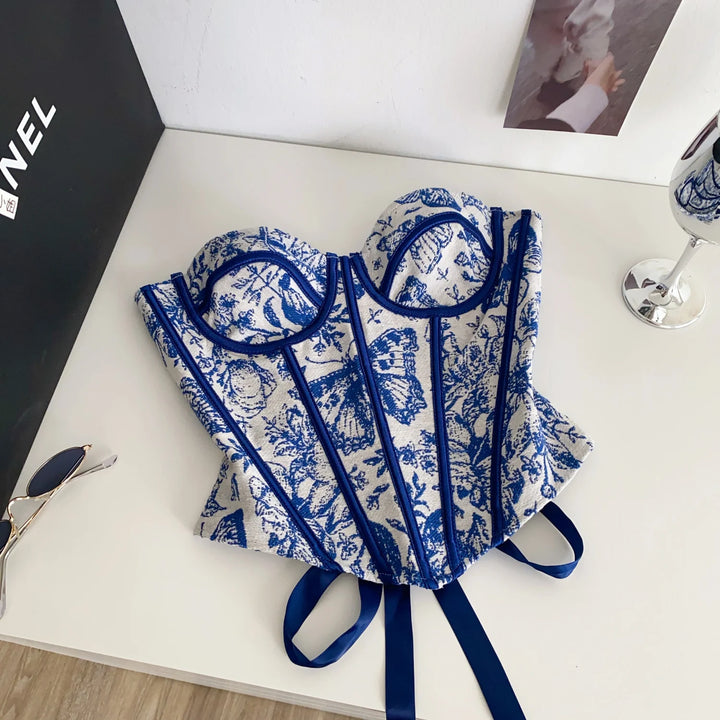 Corset with flower and butterfly design