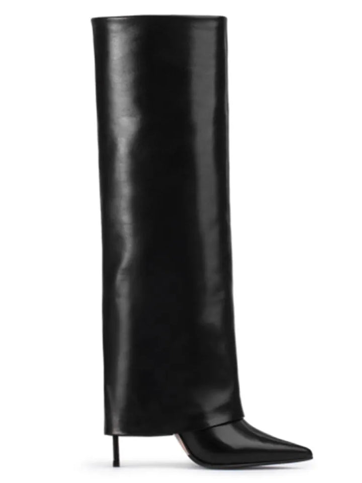 Genuine leather/imitation leather high pointed heel boots - Amaya
