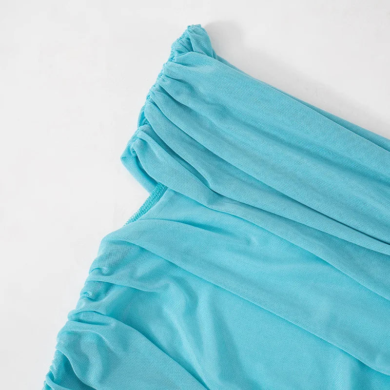 שמלת מיני בעיצוב רשת וכתפיים חשופות - ALEX