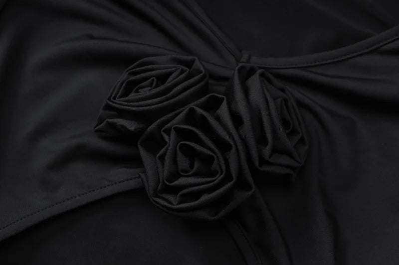 שמלת מידי אלגנטית בעיטור פרח ופתח - חוליה