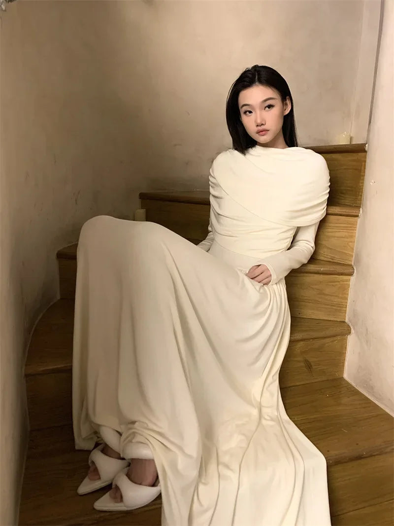 שמלת מקסי ערב בעיצוב קיפולים - שרה