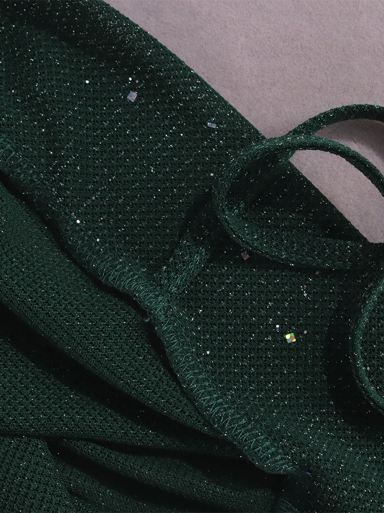 שמלת מיני נצנצים גב פתוח קשירה בגב - קיי