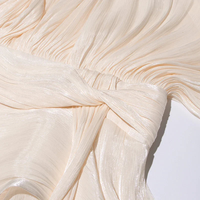 שמלת מיני כיווצים מלמלה בד שיפון מבריק - Lucille