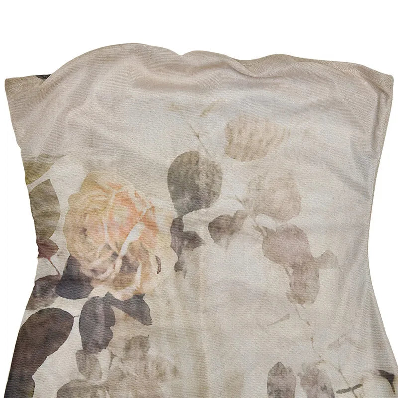 שמלת מקסי סטרפלס בעיטור הדפס פרחוני וינטג' - מאליה