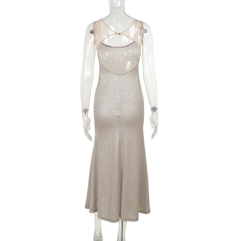 שמלת מקסי נצנצים גב פתוח - SPARKLE