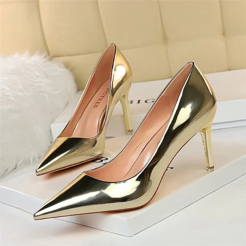 Shiny high heel shoes in various heights - Hailey
