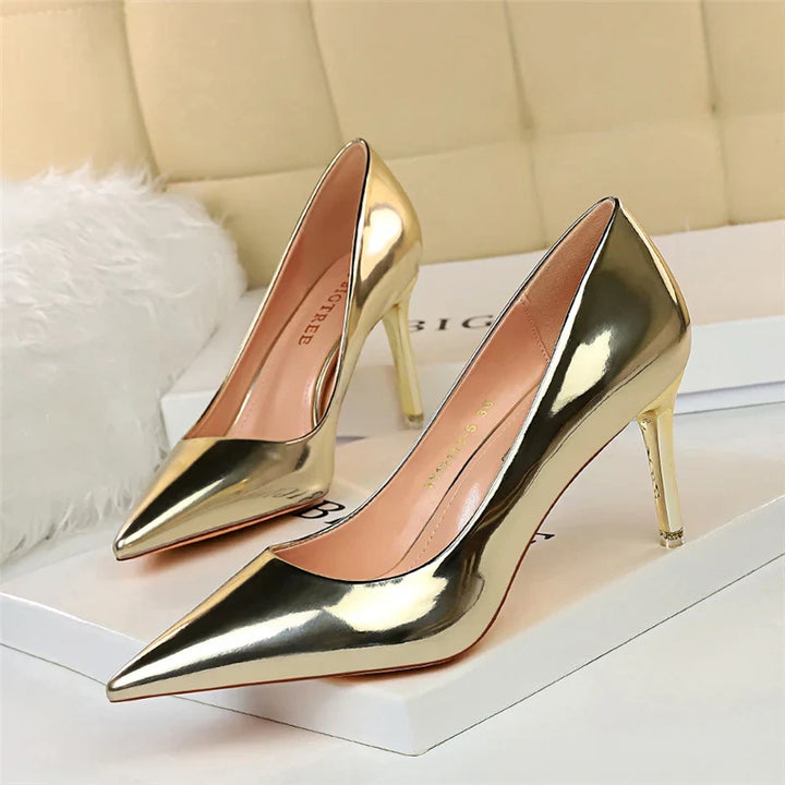 Shiny high heel shoes in various heights - Hailey