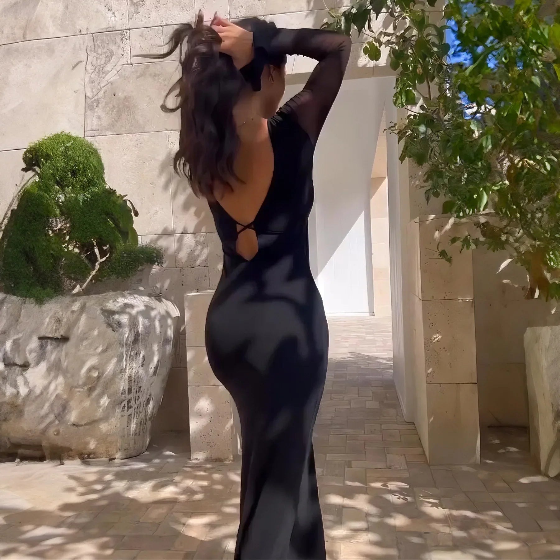 שמלת מקסי קשירה מקדימה / מאחורה - לאלי