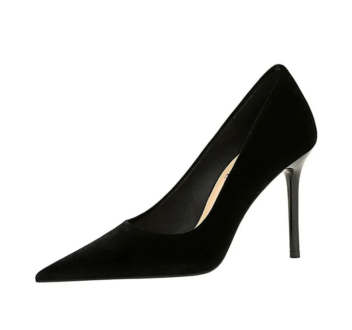 Pointed velvet fabric high heel shoes - Lunar