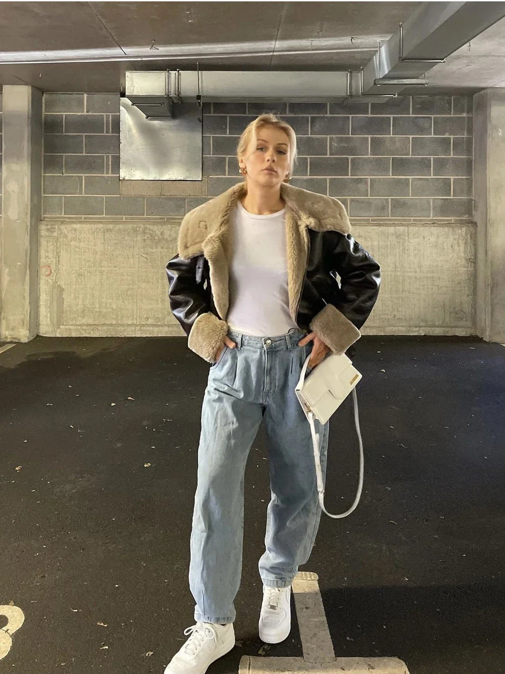 מעיל עור פרווה פנימית - קנדי