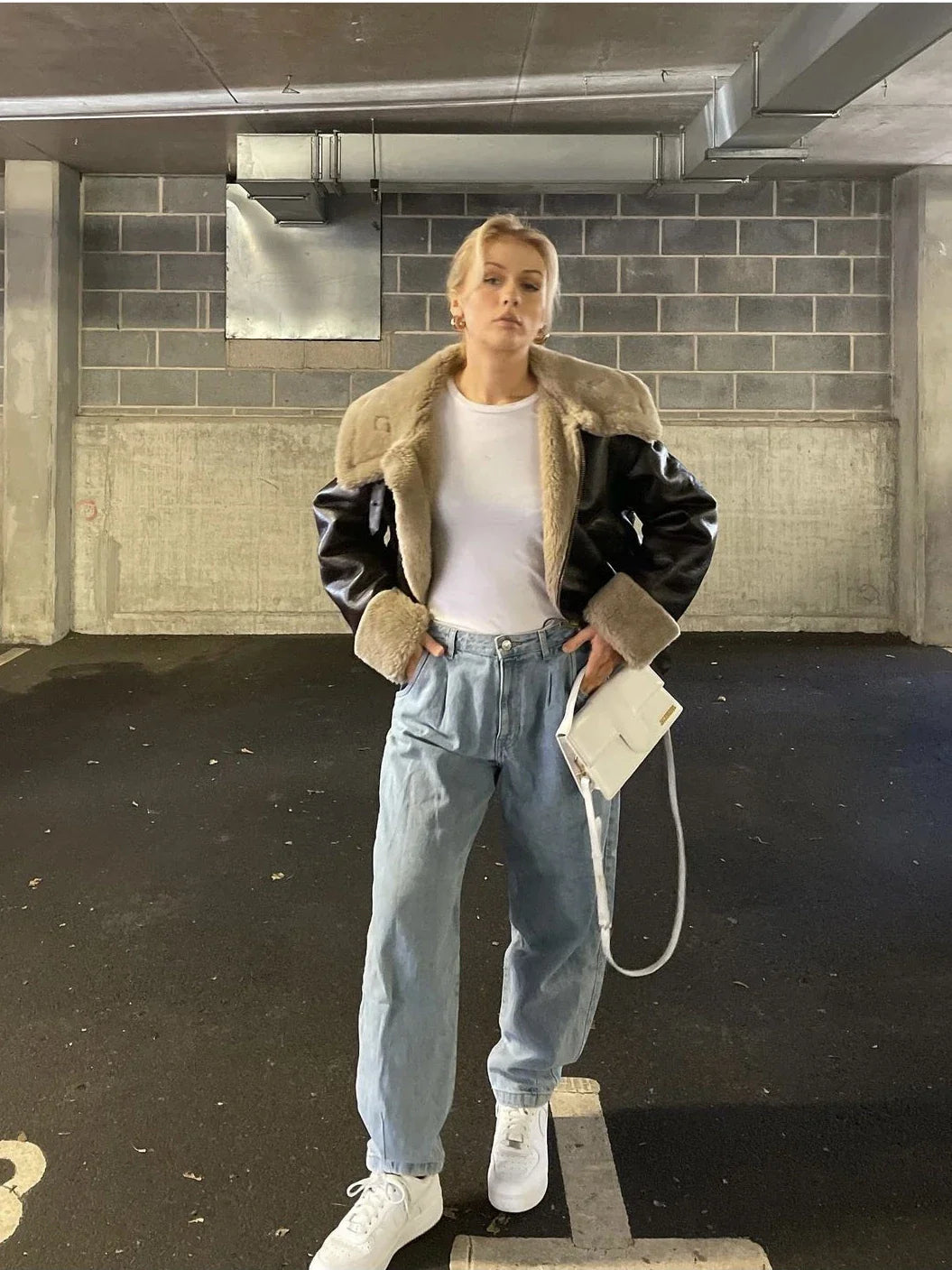 מעיל עור פרווה פנימית - קנדי