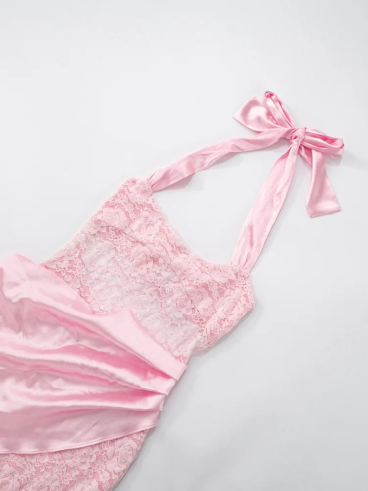 שמלת מיני סאטן בעיטור תחרה - יובליה