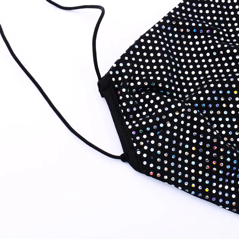 סט שני חלקים חצאית מקסי וטופ בעיטור זרקונים מנצנצים - שייני