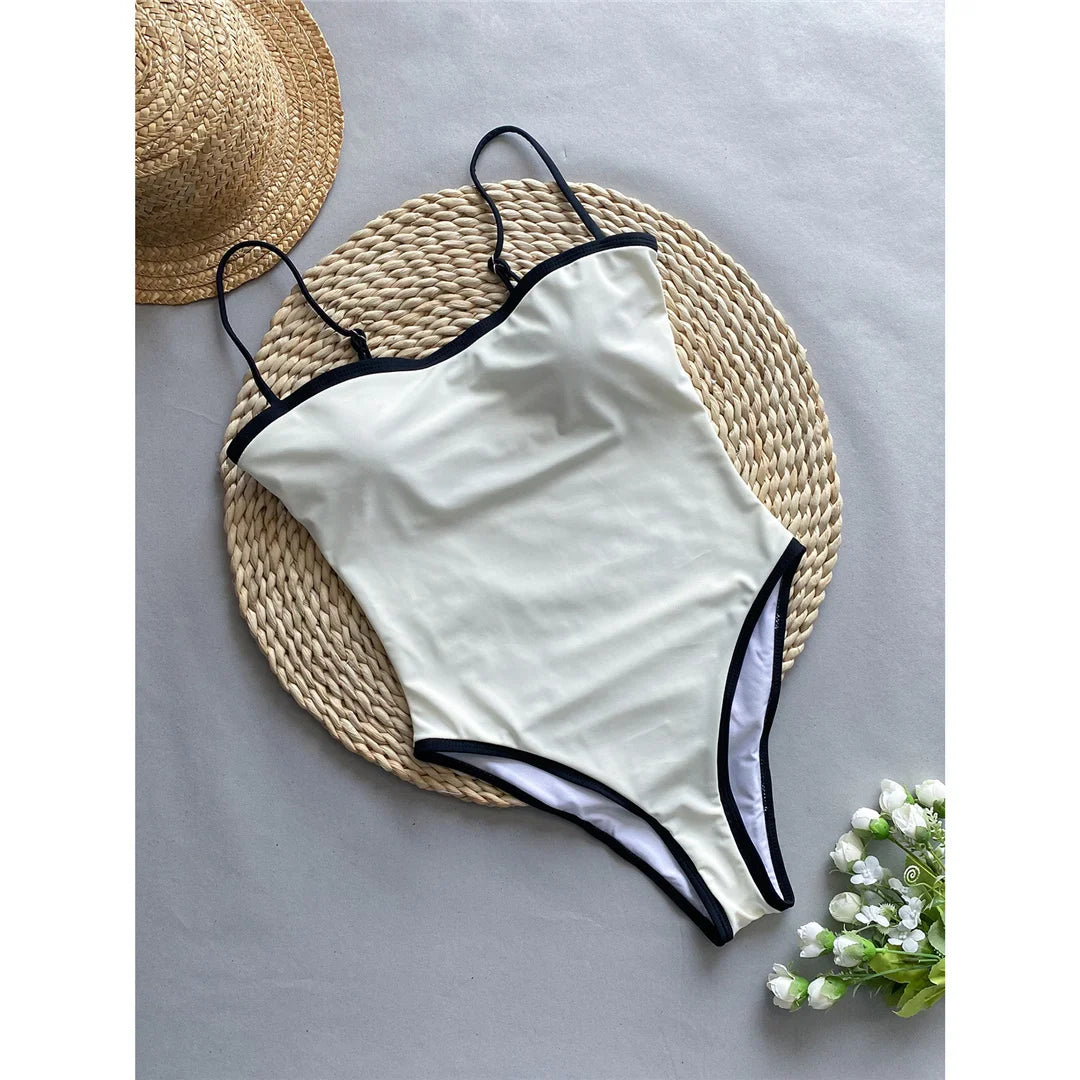 בגד ים שלם גזרה גבוהה סטייל וינטג' - חווה