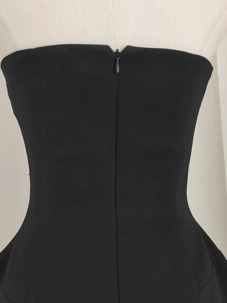 שמלת מיני/מידי סטרפלס בעיטור יהלומים - MELIKA