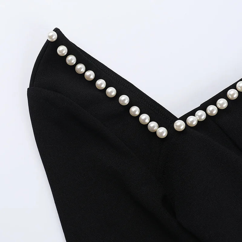 שמלת מיני בגזרת A בעיטור פנינים - קורי