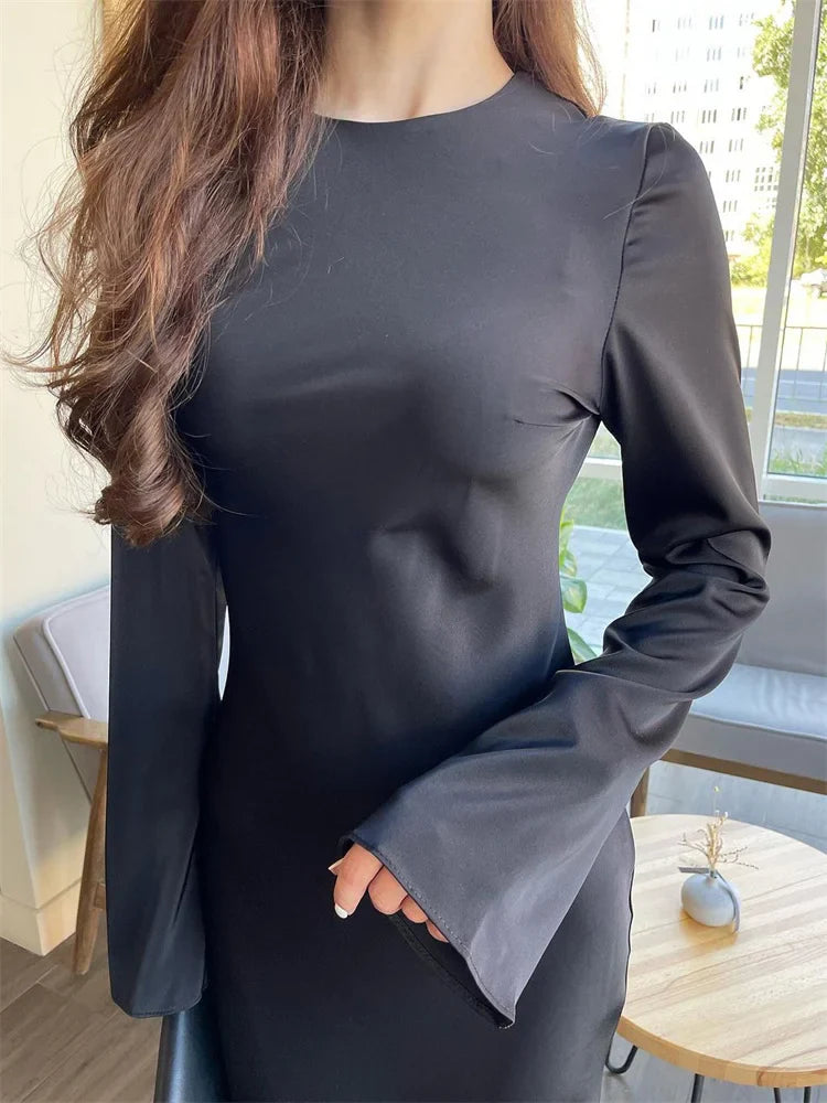 שמלת מקסי סאטן - דקל