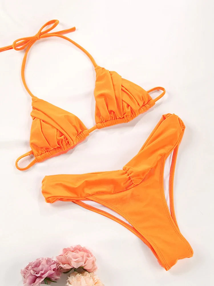 Triangle swimsuit, scrunch, tie-up, Brazilian bottom - Starcy