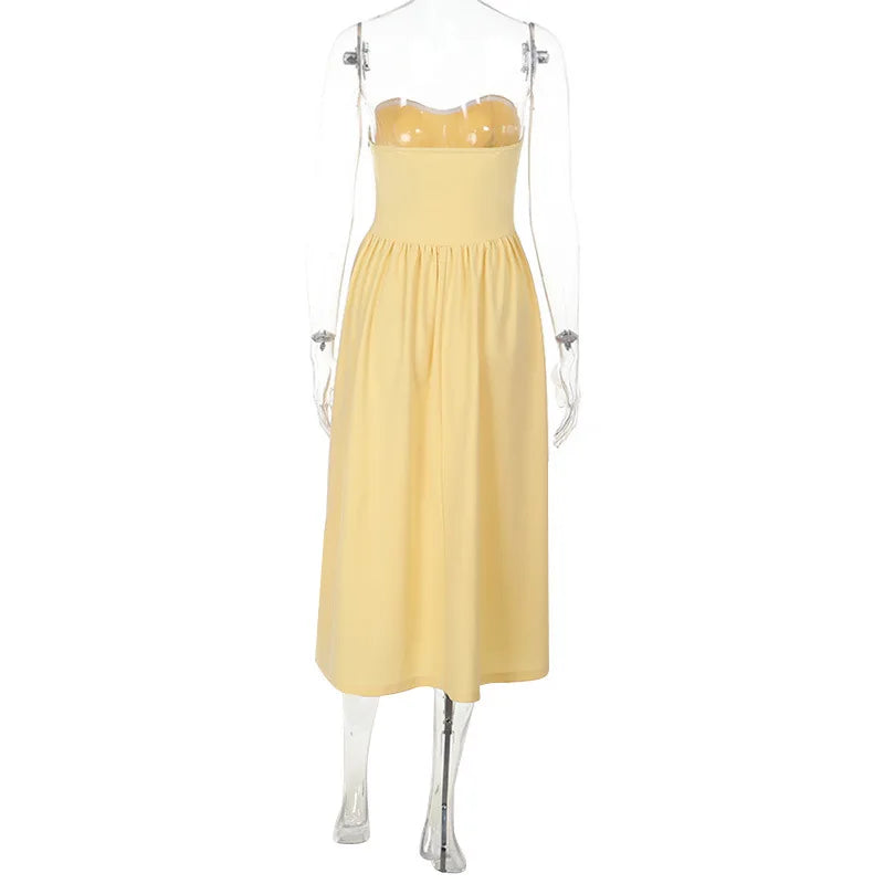 שמלת מידי סטרפלס בגזרת A - סול