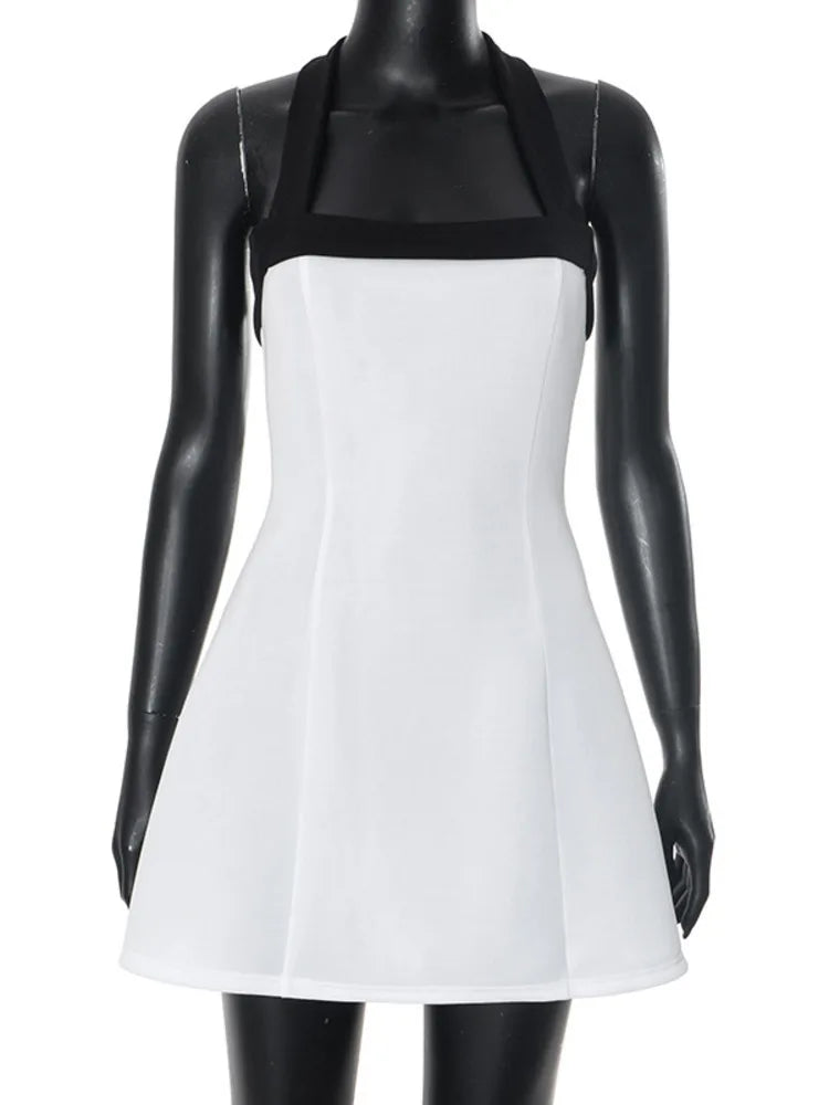 שמלת מיני אלגנטית קשירה בצוואר גב פתוח - אנה אל