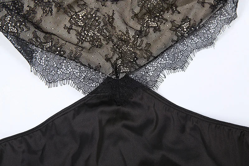 Strapless satin maxi dress in lace design with gloves and collar - GEE