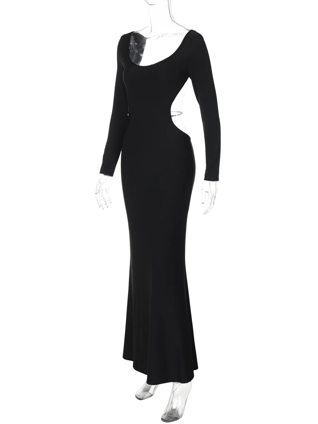 שמלת מקסי גב ומותן פתוח בעיטור שרשראות - דניס